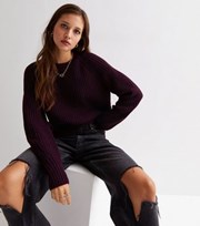 New Look Burgundy Chunky Knit Crew Neck Jumper